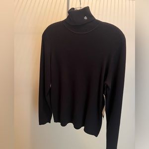 Ralph Lauren Sweater Black Stretch Ribbed Turtleneck Size XL New with Tags